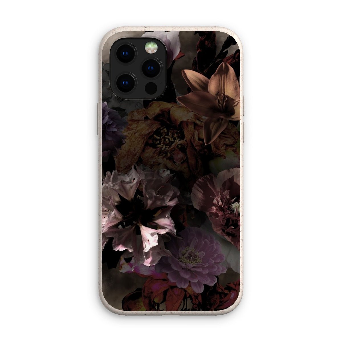 Dark Matter - Eco mobilfoderal med mörka blommor för iPhone 12 Pro