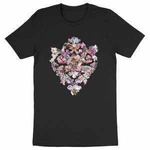 Baroque Bouquet - svart ekologisk t-shirt med barock blommotiv