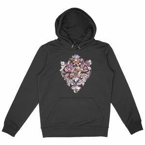 Baroque Bouqet - Svart Ekologisk Hoodie med barockt blomstrande motiv