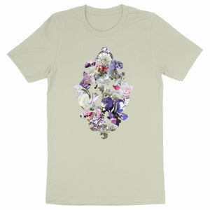 Baroque Swirl - Naturfärgad ekologisk t-shirt med barock blommotiv