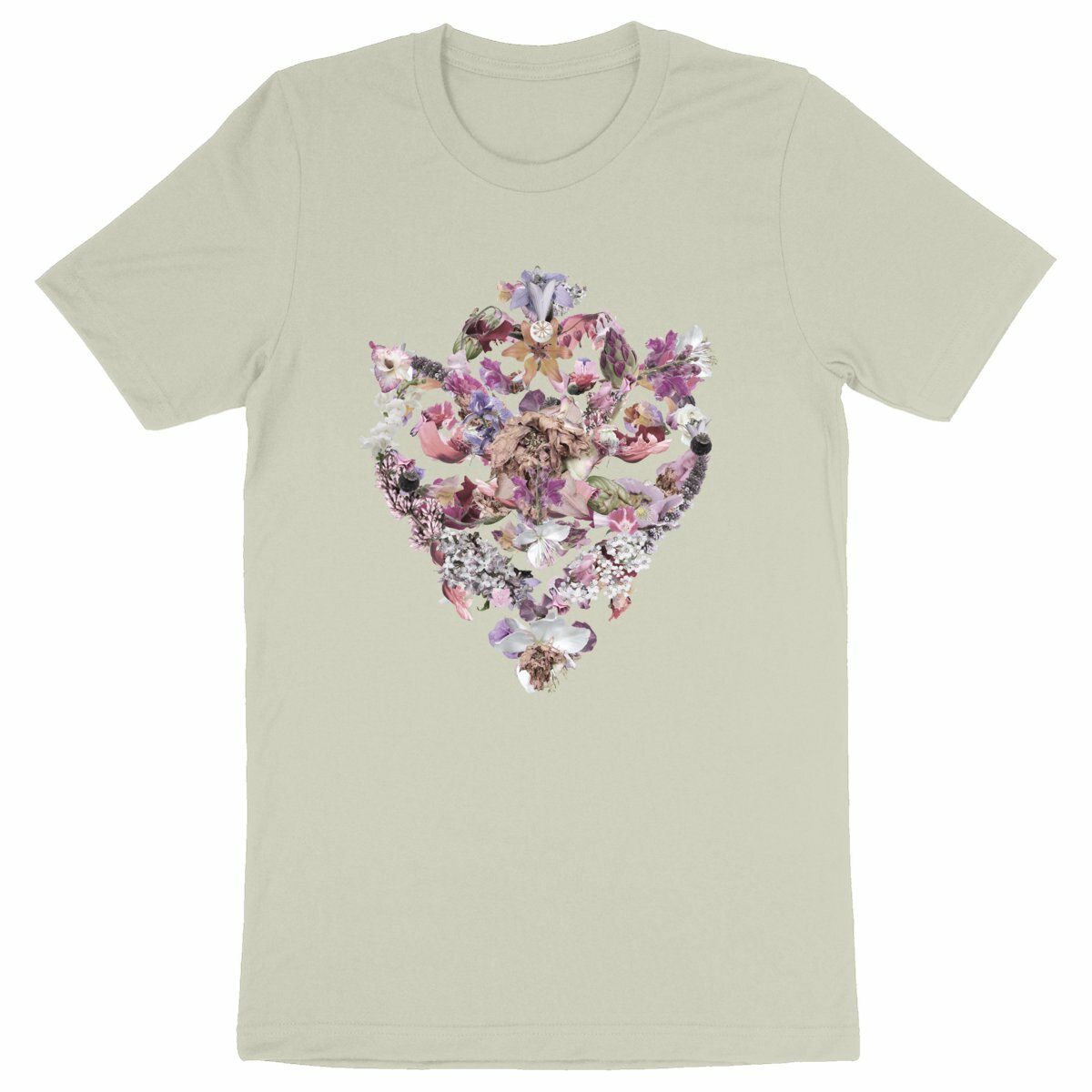 Baroque Bouquet - Naturfärgad ekologisk t-shirt med barock blommotiv