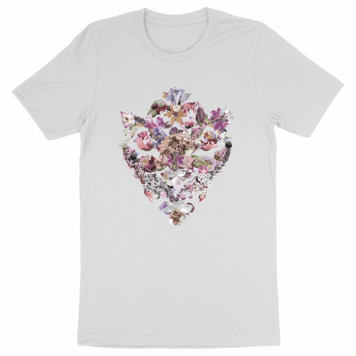 Baroque Bouquet - Vit ekologisk t-shirt med barock blommotiv