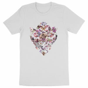 Baroque Bouquet - Vit ekologisk t-shirt med barock blommotiv